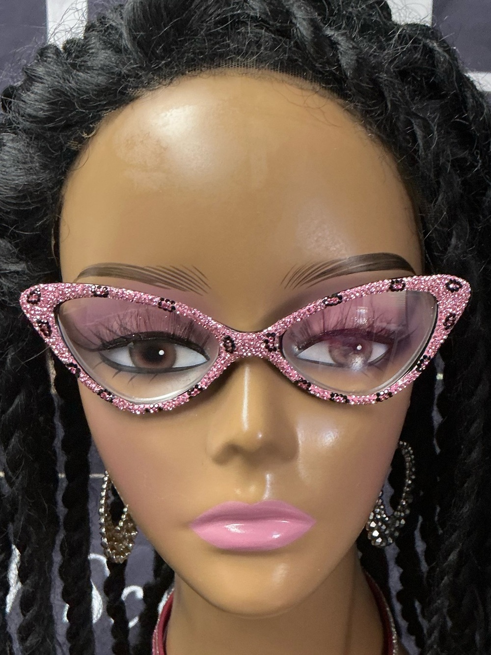 Pink Crystal Cat Reader Eyeglasses – Women Accessories +1.50